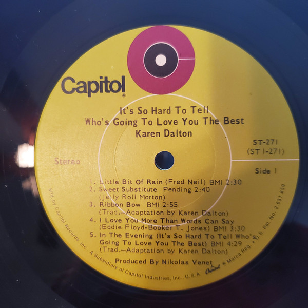 Karen Dalton - It's So Hard To Tell Who's Going To Love You The Best | Capitol Records (ST-271) - 3 Karen Dalton - It's So Hard To Tell Who's Going To Love You The Best | Capitol Records (ST-271) - 3