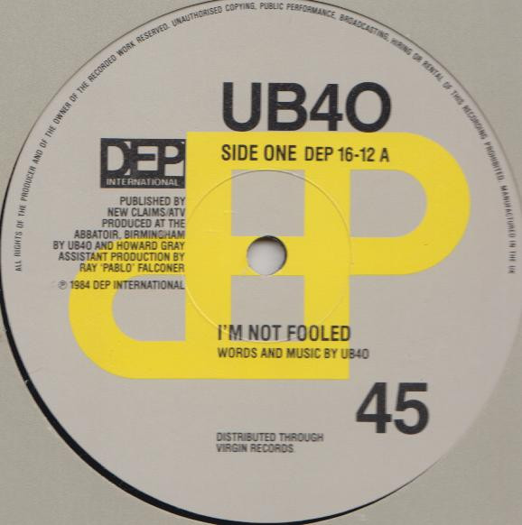UB40 - I'm Not Fooled / The Pillow | DEP International (DEP 16-12) - 4