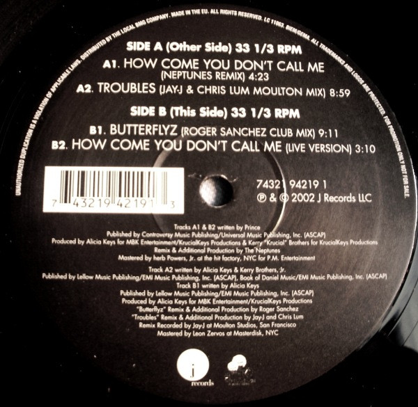 Alicia Keys - How Come You Don't Call Me | J Records (74321 94219 1)