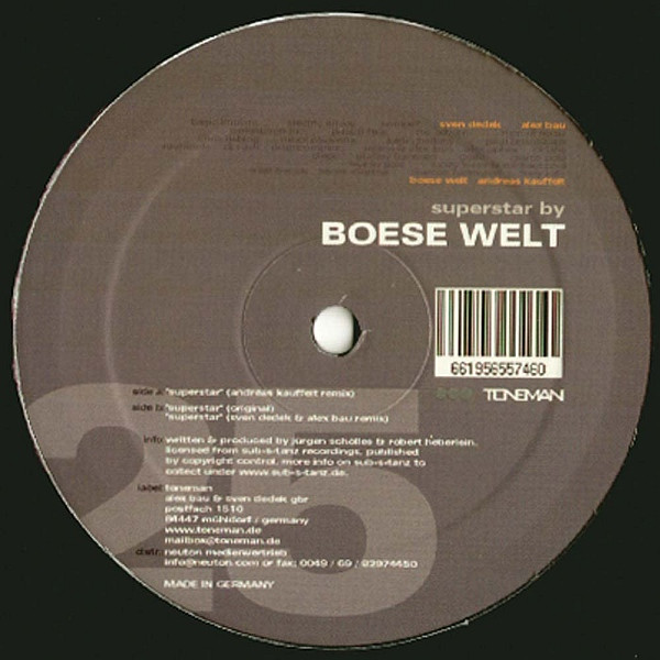 Boese Welt - Superstar | Toneman (Toneman 25) Boese Welt - Superstar | Toneman (Toneman 25)
