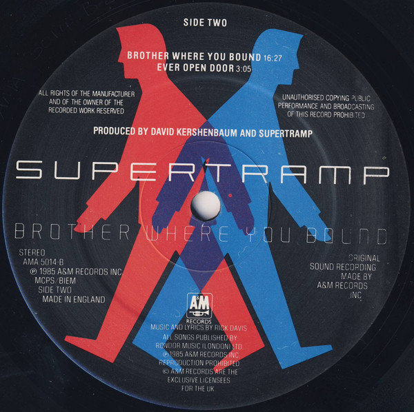 Supertramp - Brother Where You Bound | A&M Records (AMA 5014) - 4