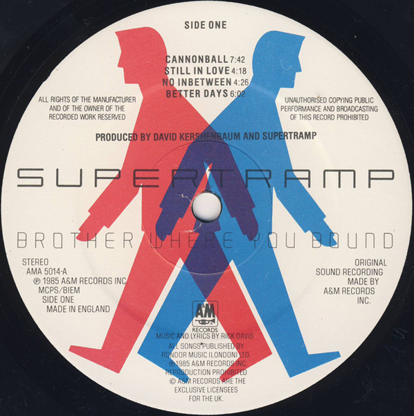 Supertramp - Brother Where You Bound | A&M Records (AMA 5014) - 3