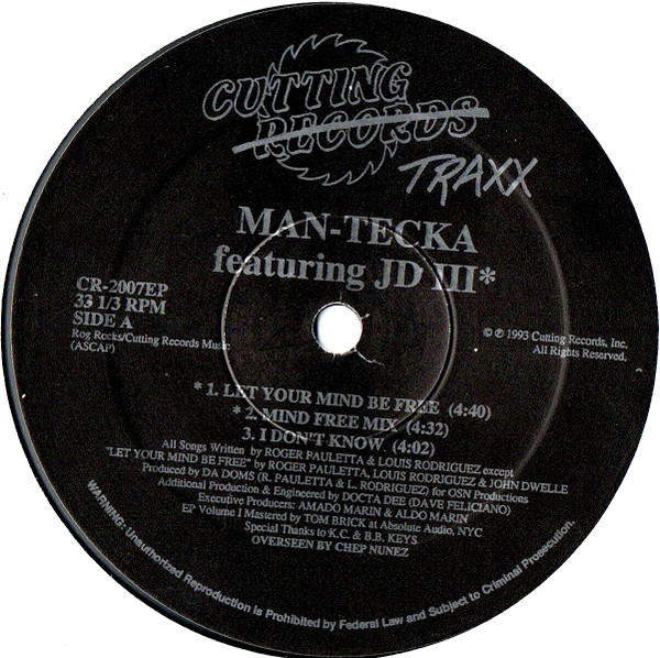 Man-Tecka Featuring JD III - Man-Tecka EP Vol 1 | Cutting Traxx (CR-2007EP)