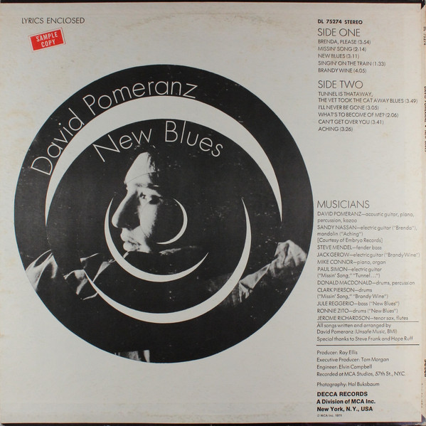 David Pomeranz - New Blues | Decca (DL 75274) - 2
