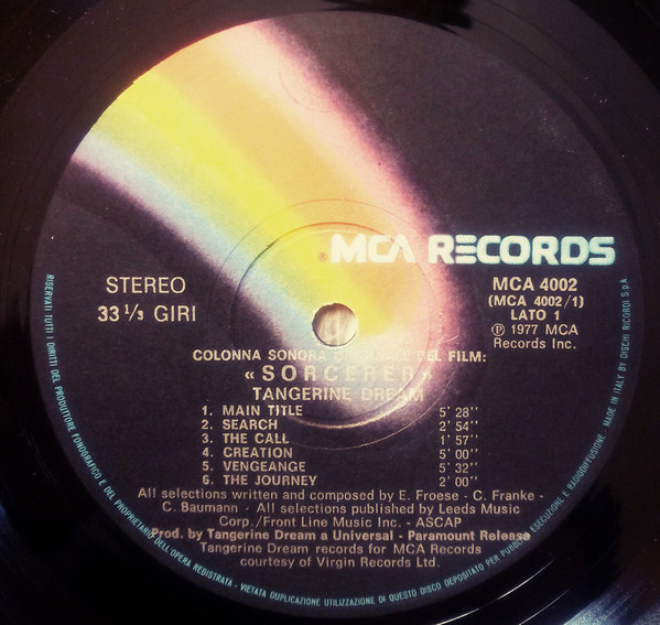 Tangerine Dream - Sorcerer | MCA Records (MCA 4002) - 2