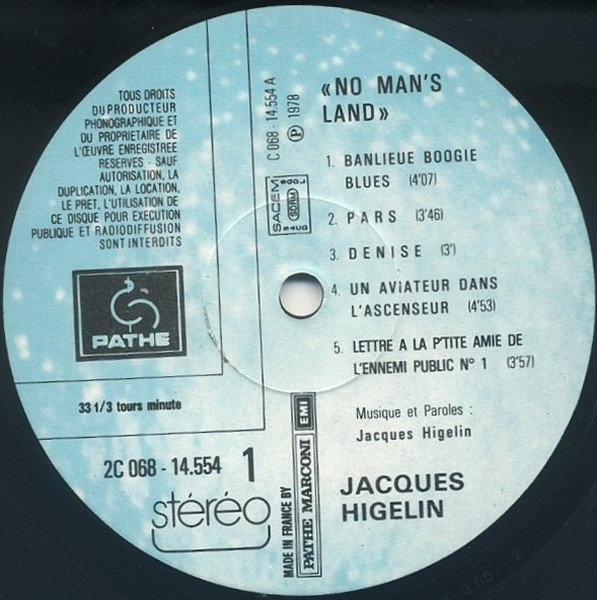 Jacques Higelin - No Man's Land | Pathé (2.C.068.14554) - 3