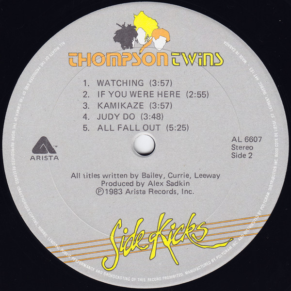 Thompson Twins - Side Kicks | Arista (AL 6607) - 4