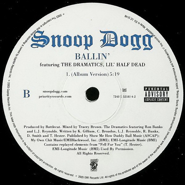 Snoop Dogg - Beautiful / Ballin' | Priority Records (7243 5 52181 6 2) - 2