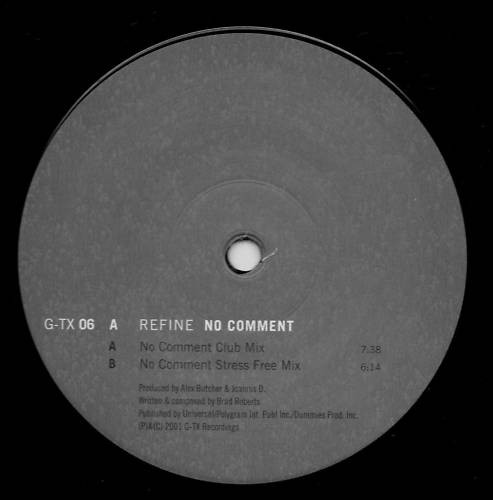 Refine - No Comment | G-TX Recordings (G-TX 06) - main