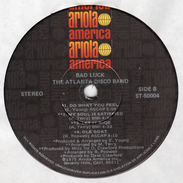 The Atlanta Disco Band - Bad Luck | Ariola America (ST-50004) - 4
