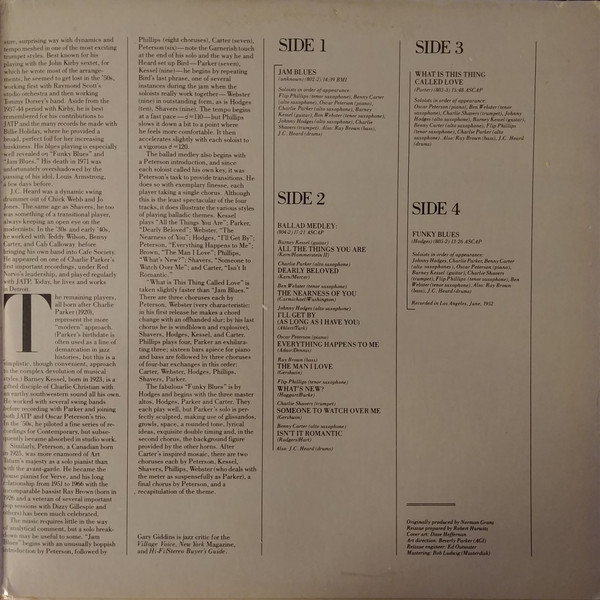 Charlie Parker With Benny Carter / Johnny Hodges / Ben Webster & Oscar Peterson - Norman Granz Jam Session / The Charlie Parker Sides | Verve Records (VE-2-2508) - 3