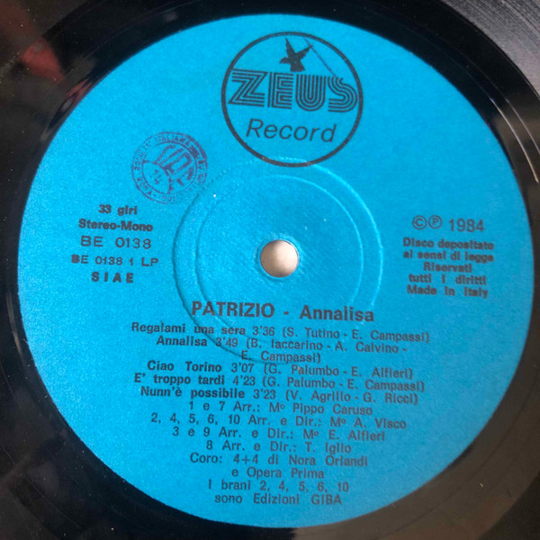 Patrizio - Annalisa | Zeus Record (BE 0138) - 4