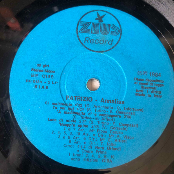Patrizio - Annalisa | Zeus Record (BE 0138) - 3