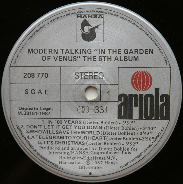 Modern Talking - In The Garden Of Venus - The 6th Album | Ariola (208 770) - 3