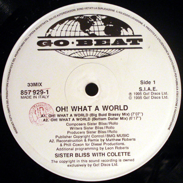 Sister Bliss - Oh! What A World | Go! Beat (857 929-1)