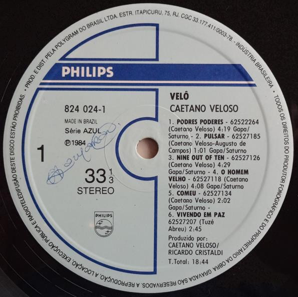 Caetano Veloso - Velô | Philips (824 024-1) - 3