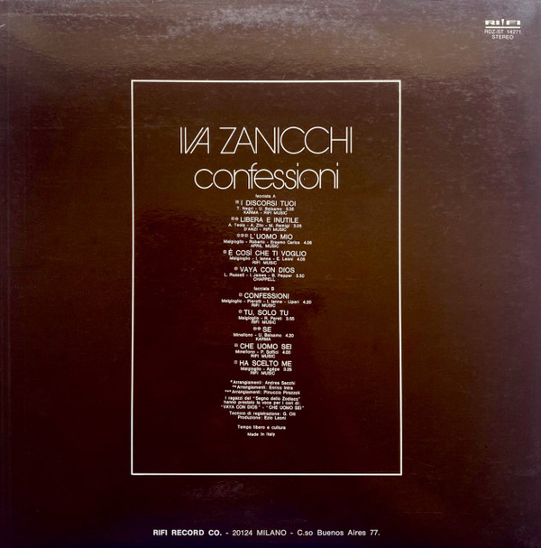 Iva Zanicchi - Confessioni | Rifi (RDZ-ST 14271)