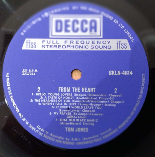 Tom Jones - From The Heart | Decca (SKLA-4814) - 4