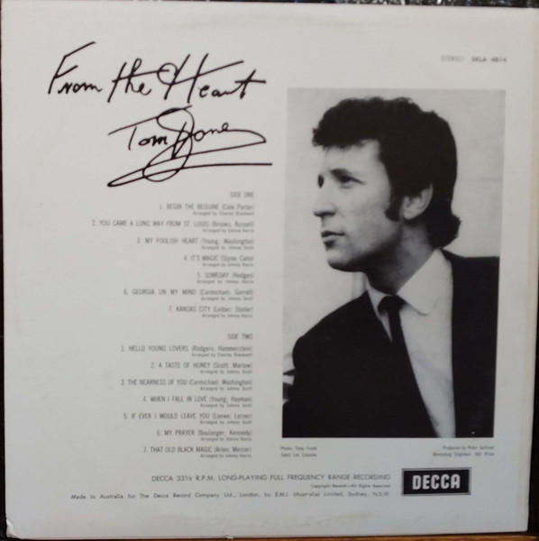 Tom Jones - From The Heart | Decca (SKLA-4814) - 2