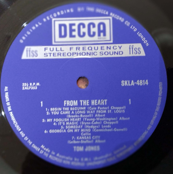 Tom Jones - From The Heart | Decca (SKLA-4814) - 3