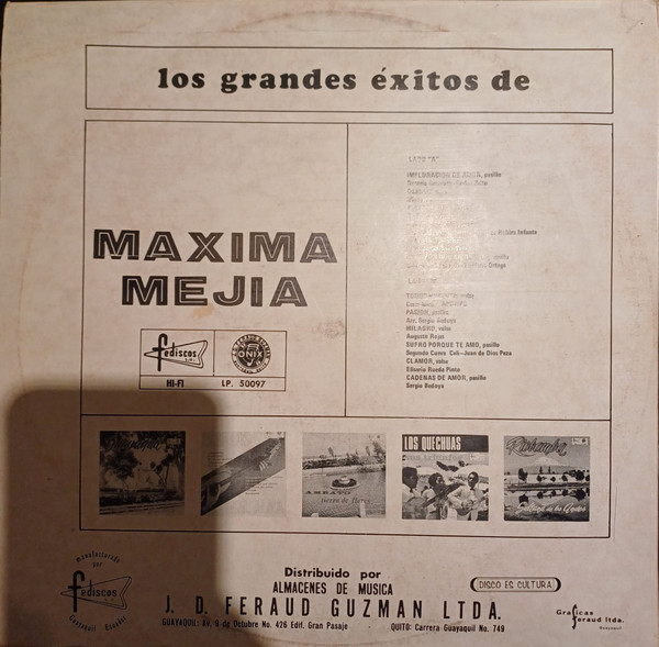 Maxima Mejia - Los Grandes Éxitos De Maxima Mejia | Onix (LP 50097) - 2 Maxima Mejia - Los Grandes Éxitos De Maxima Mejia | Onix (LP 50097) - 2