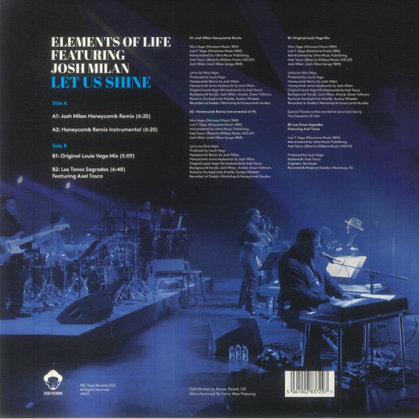 Elements Of Life Featuring  Josh Milan - Let Us Shine | Vega Records (VR213) - 2