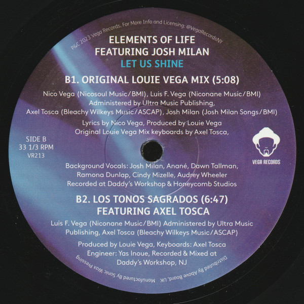 Elements Of Life Featuring  Josh Milan - Let Us Shine | Vega Records (VR213) - 4