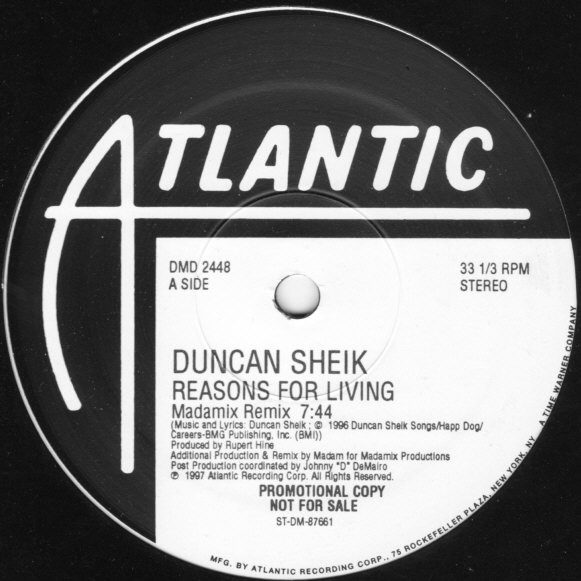 Duncan Sheik - Reasons For Living | Atlantic (DMD 2448) Duncan Sheik - Reasons For Living | Atlantic (DMD 2448)