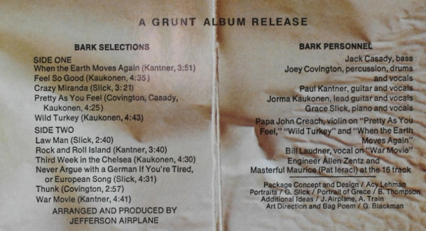 Jefferson Airplane - Bark | Grunt (NL 84386) - 3 Jefferson Airplane - Bark | Grunt (NL 84386) - 3