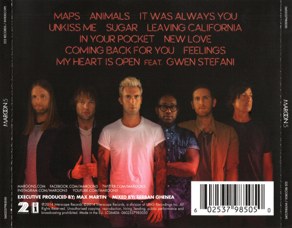 Maroon 5 - V | 222 Records (0602537985050) - 2 Maroon 5 - V | 222 Records (0602537985050) - 2