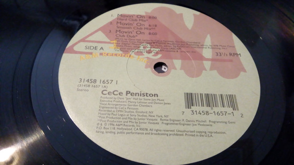 Ce Ce Peniston - Movin' On | A&M Records (31458 1657 1) - 3 Ce Ce Peniston - Movin' On | A&M Records (31458 1657 1) - 3