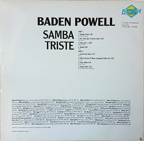 Baden Powell - Samba Triste | Platinum (PLP 84) - 2 Baden Powell - Samba Triste | Platinum (PLP 84) - 2