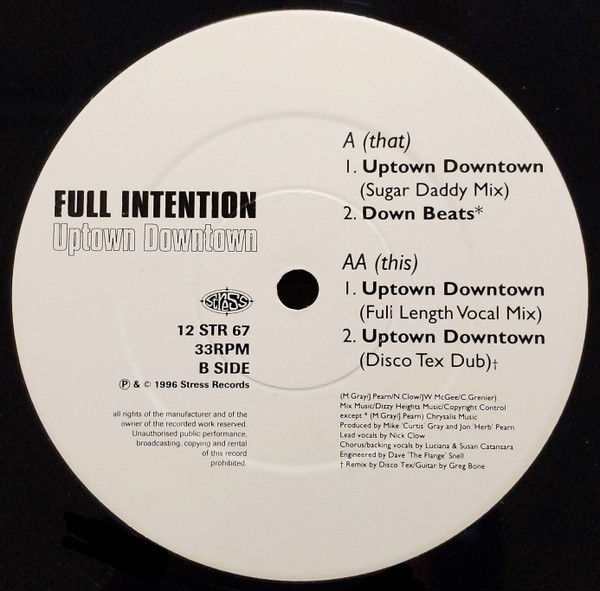 Full Intention - Uptown Downtown | Stress Records (12 STR 67) - 4