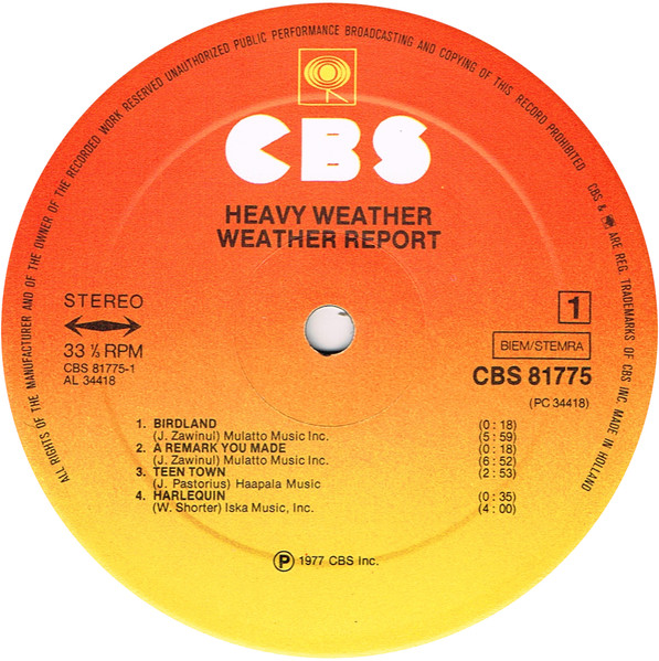 Weather Report - Heavy Weather | CBS (CBS 81775) - 3