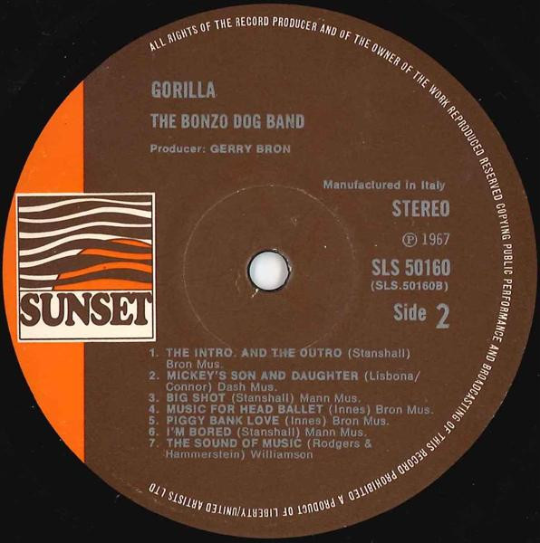 Bonzo Dog Doo-Dah Band - Gorilla | Sunset Records (SLS 50160) - 4
