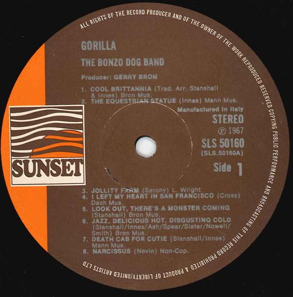 Bonzo Dog Doo-Dah Band - Gorilla | Sunset Records (SLS 50160) - 3
