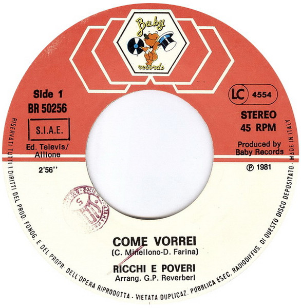 Ricchi E Poveri - Come Vorrei | Baby Records (BR 50256) - 3
