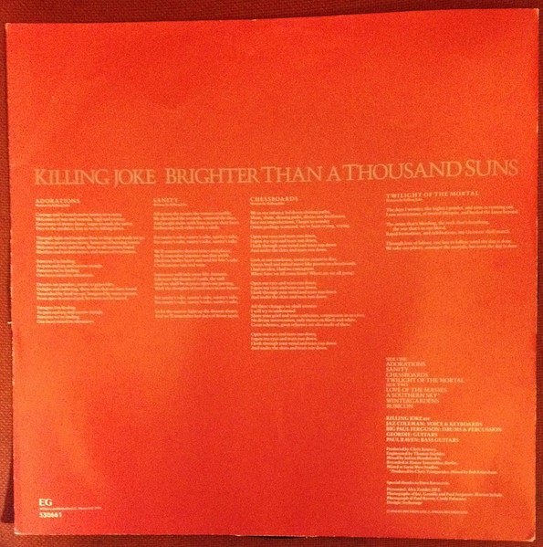 Killing Joke - Brighter Than A Thousand Suns | Virgin (530661) - 4 Killing Joke - Brighter Than A Thousand Suns | Virgin (530661) - 4