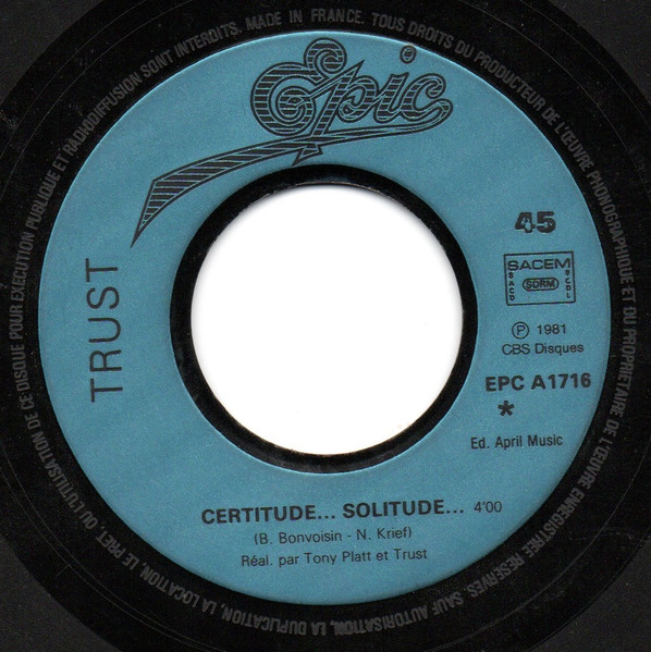 Trust - Certitude...Solitude... | Epic (EPC A1716) - 3