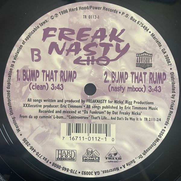 Freak Nasty - Da' Dip / Down Low / Bump That Rump | Triad Records (TR-0112-1) - 2