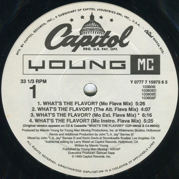 Young MC - What's The Flavor? | Capitol Records (Y 0777 7 15975 6 5)