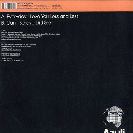 Rob Aker Feat Dino Lenny - Everyday I Love You Less And Less | Azuli Records (AZNY232) - 2