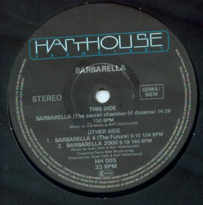 Barbarella - Barbarella (The Secret Chamber Of Dreams) | Harthouse (HH 005)