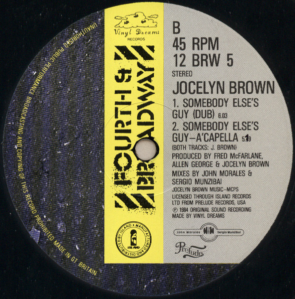Jocelyn Brown - Somebody Else's Guy (Remix) | 4th & Broadway (12 BRW 5) - 2