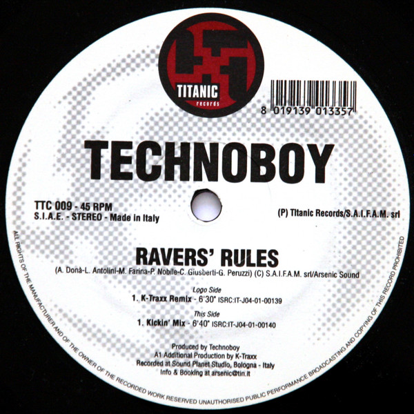Technoboy - Ravers' Rules | Titanic Records (TTC 009)