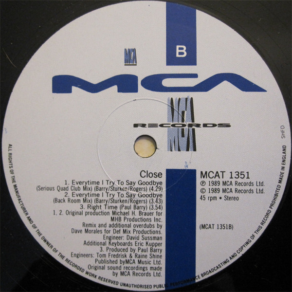 Close - Everytime I Try To Say Goodbye | MCA Records (MCAT 1351)