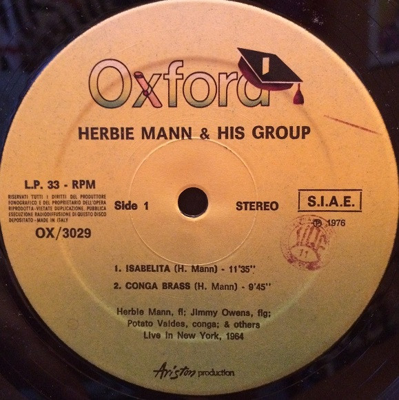 Herbie Mann - Live In New York, 1964 | Oxford (OX/3029) - 3