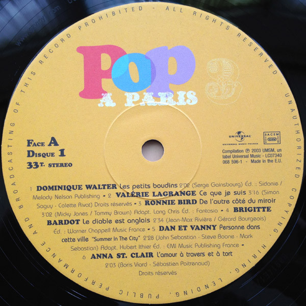 Various - Pop A Paris Vol.3 C'est La Mode | Universal Music France (069 111-1) - 3 Various - Pop A Paris Vol.3 C'est La Mode | Universal Music France (069 111-1) - 3
