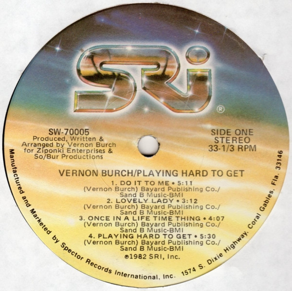 Vernon Burch - Playing Hard To Get | Spector Records International (SW 70005) - 3