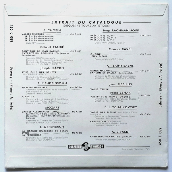 Claude Debussy - Albert Ferber - Soirée Dans Grenade | Ducretet Thomson (450 C 089) - 2 Claude Debussy - Albert Ferber - Soirée Dans Grenade | Ducretet Thomson (450 C 089) - 2
